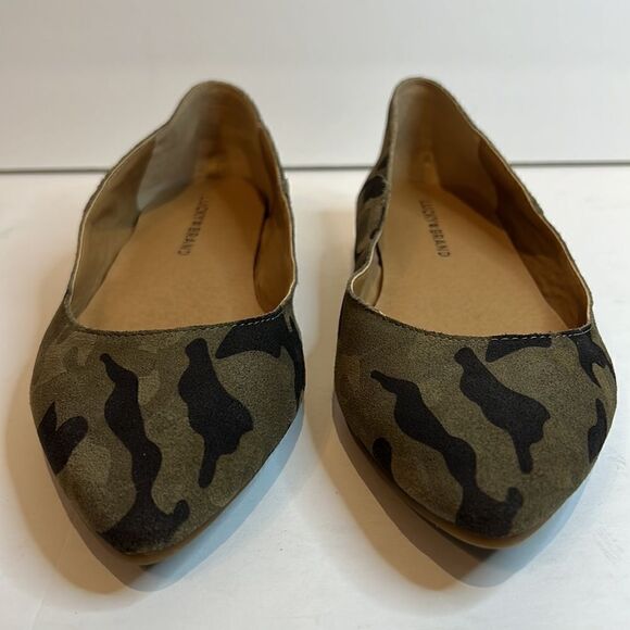 ‎Lucky Brand Camo Green Suede Flats Shoes Size 8 - Picture 4 of 13